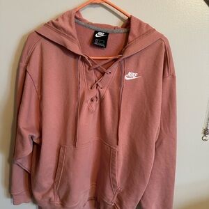 Nike Dusty Rose Hoodie with Gray Trim